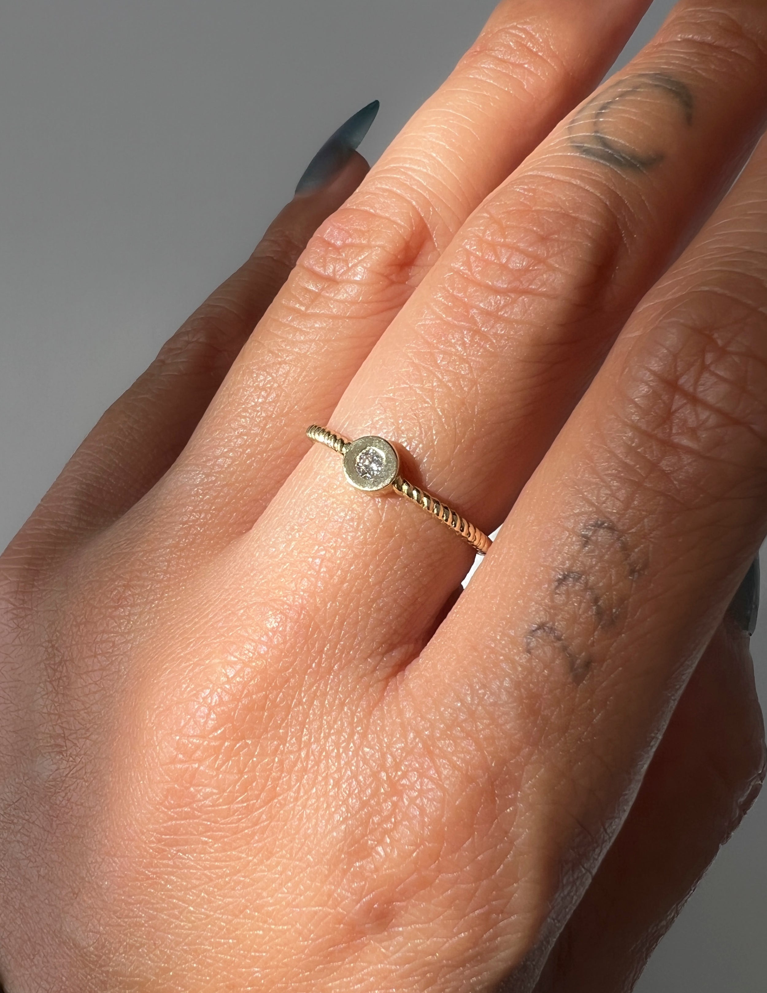 0.03 CT Round Lab Grown Diamond Minimalist Engagement Ring