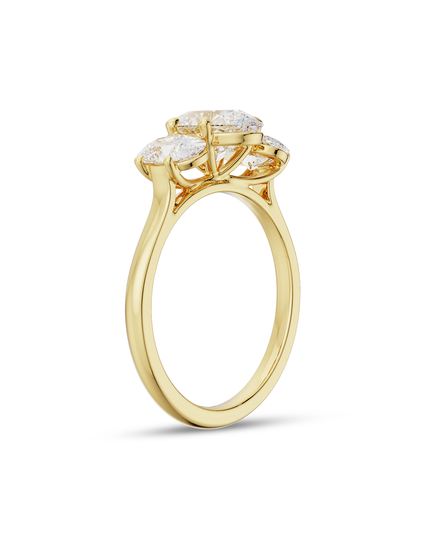 2.0 CT Oval CVD Diamond Three Stone Engagement Ring
