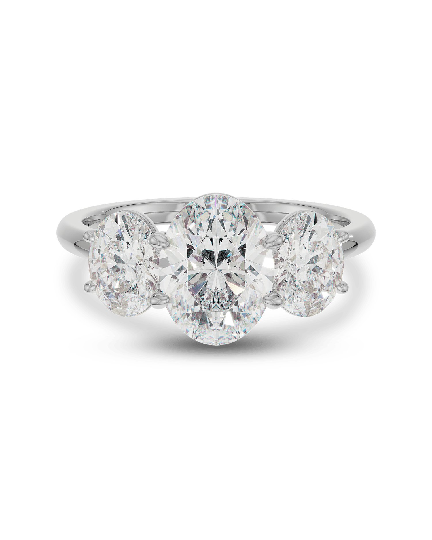 2.0 CT Oval CVD Diamond Three Stone Engagement Ring