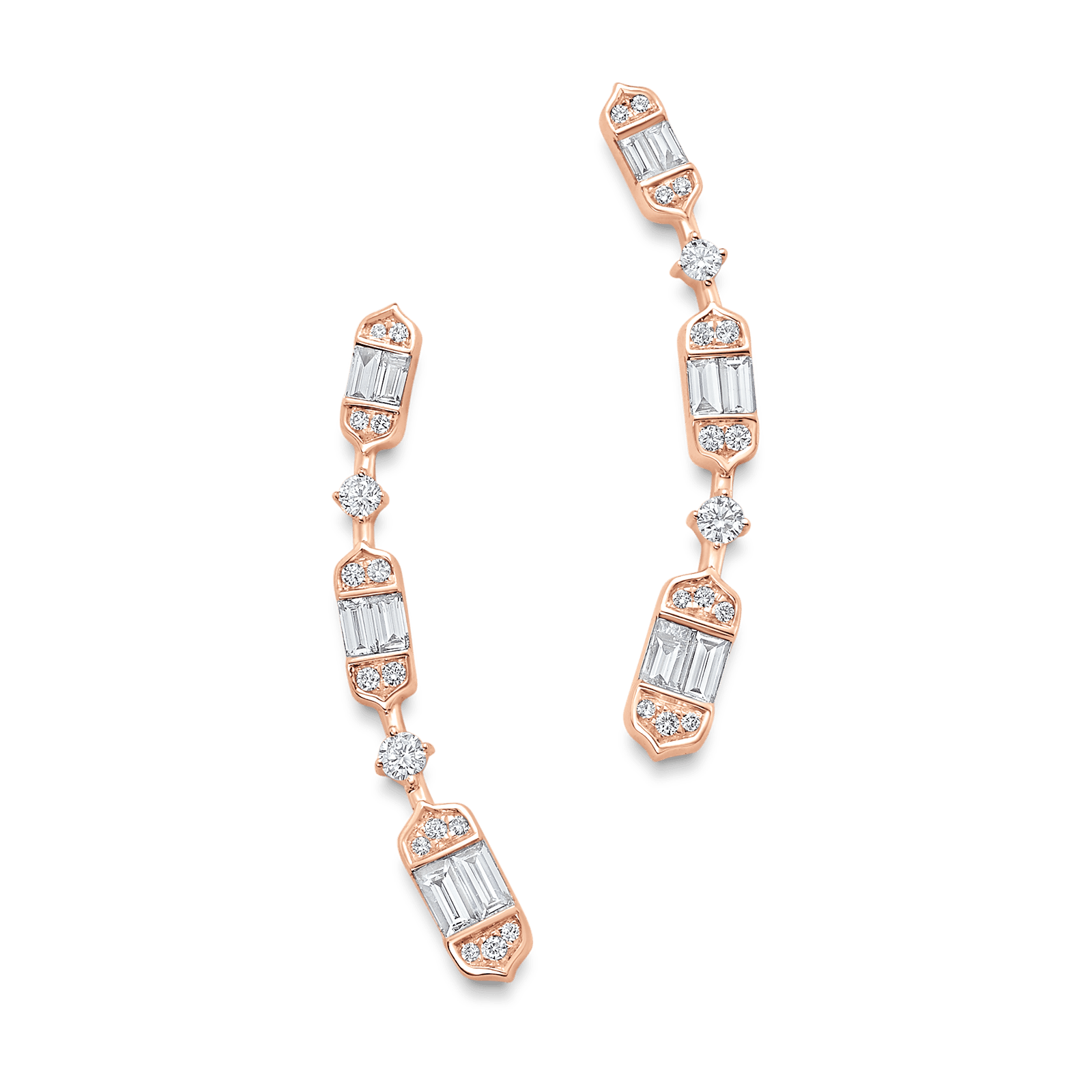 0.46 TCW Round & Baguette Moissanite Diamond Ear Crawler Earrings - Camila Brown