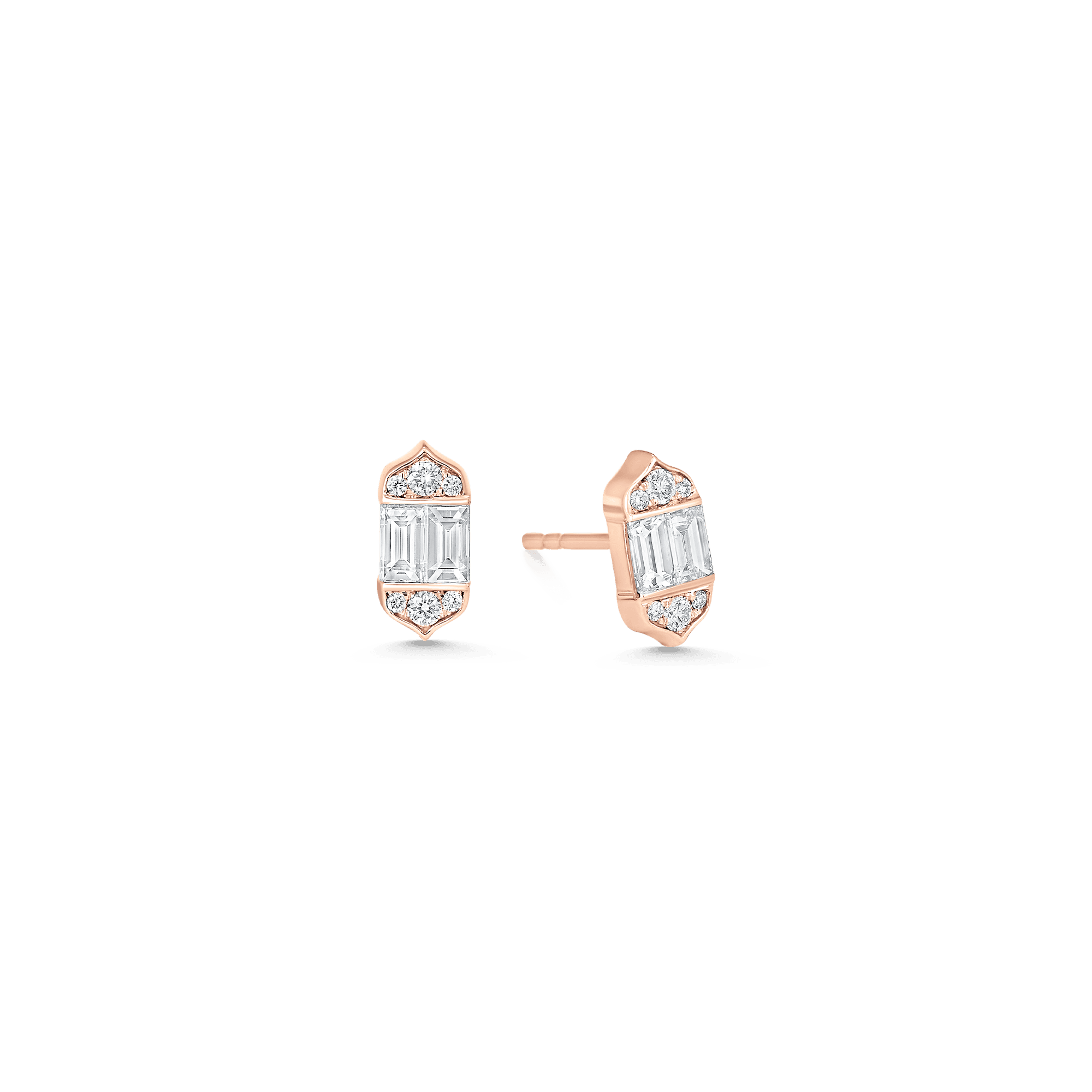 0.61 TCW Round & Baguette Moissanite Diamond Stud Earrings - Camila Brown