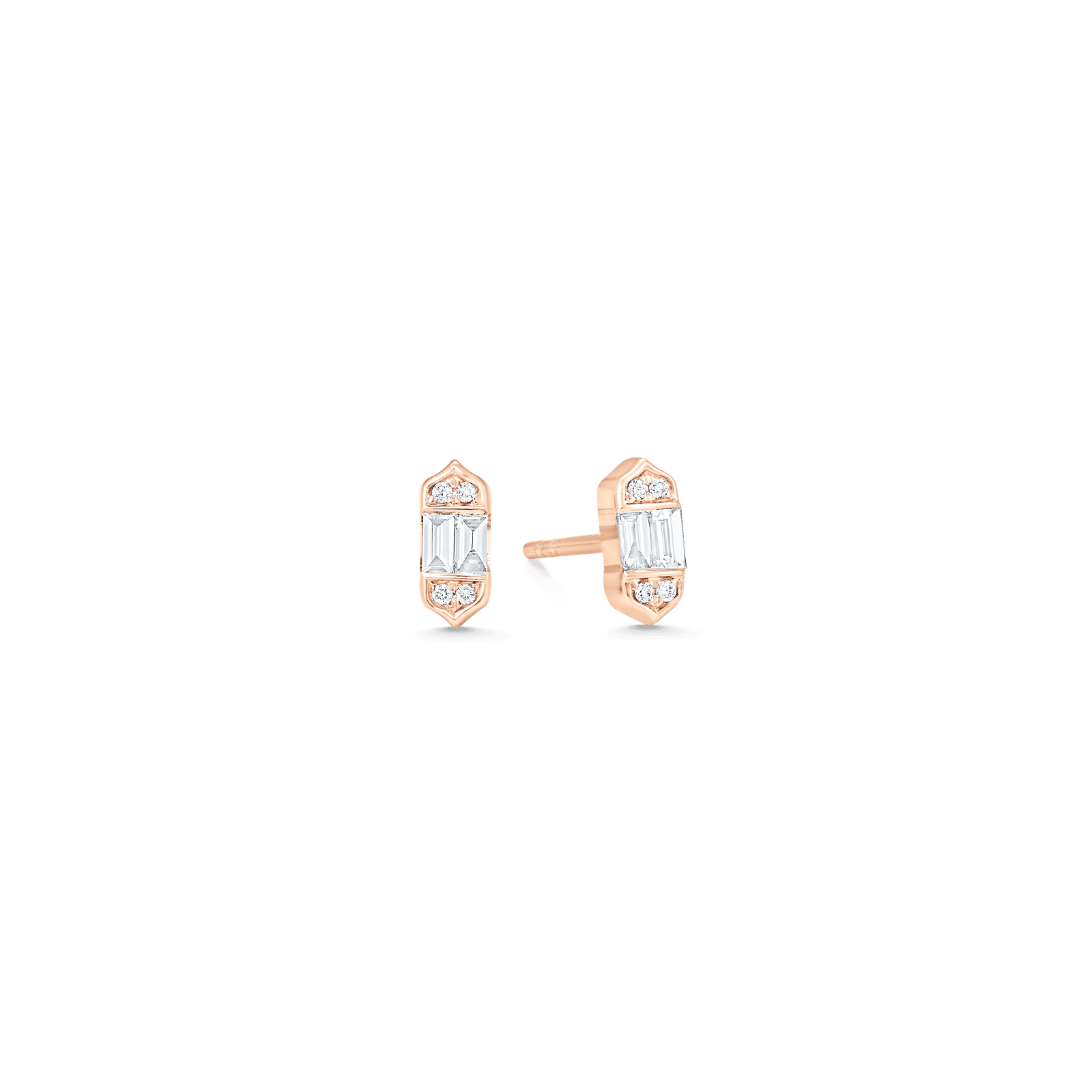 0.20 TCW Round & Baguette Moissanite Diamond Stud Earrings - Camila Brown