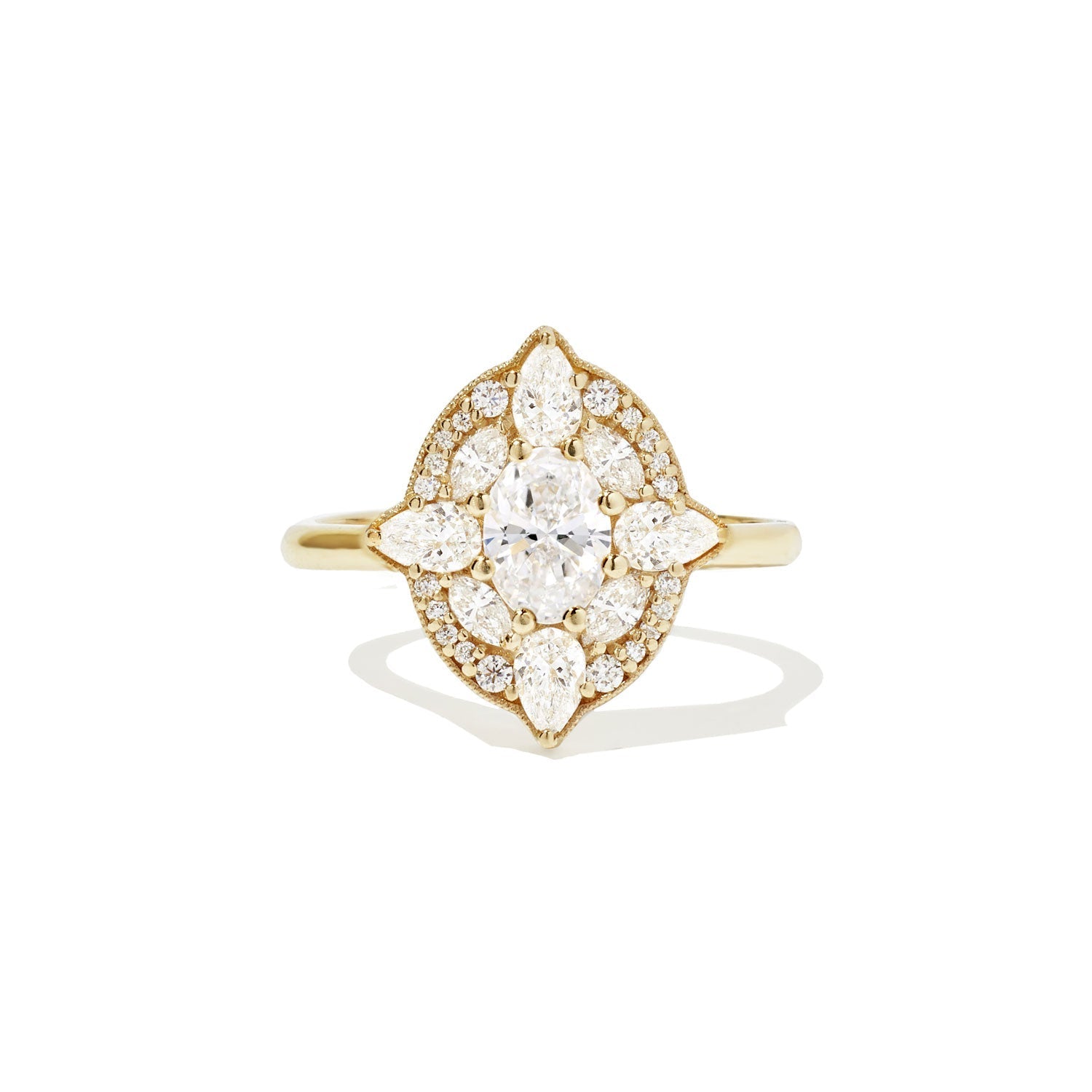 0.75 CT Oval Shape Floral Lab Grown Engagement Ring
