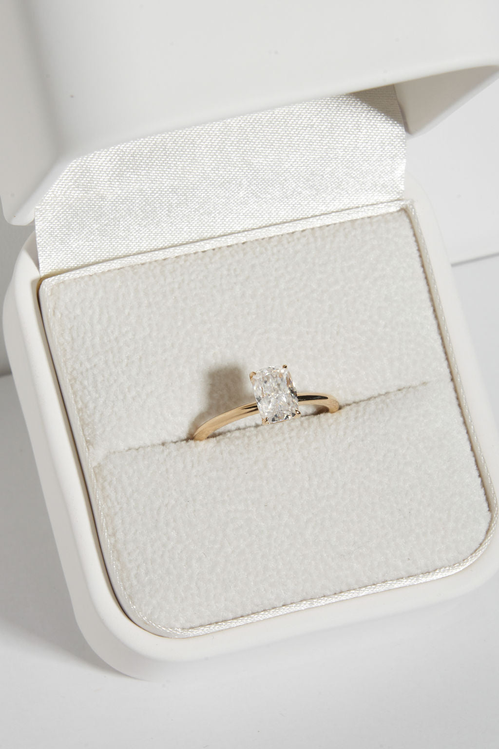 1.50 CT Elongated Cushion Shaped Moissanite Solitaire Engagement Ring