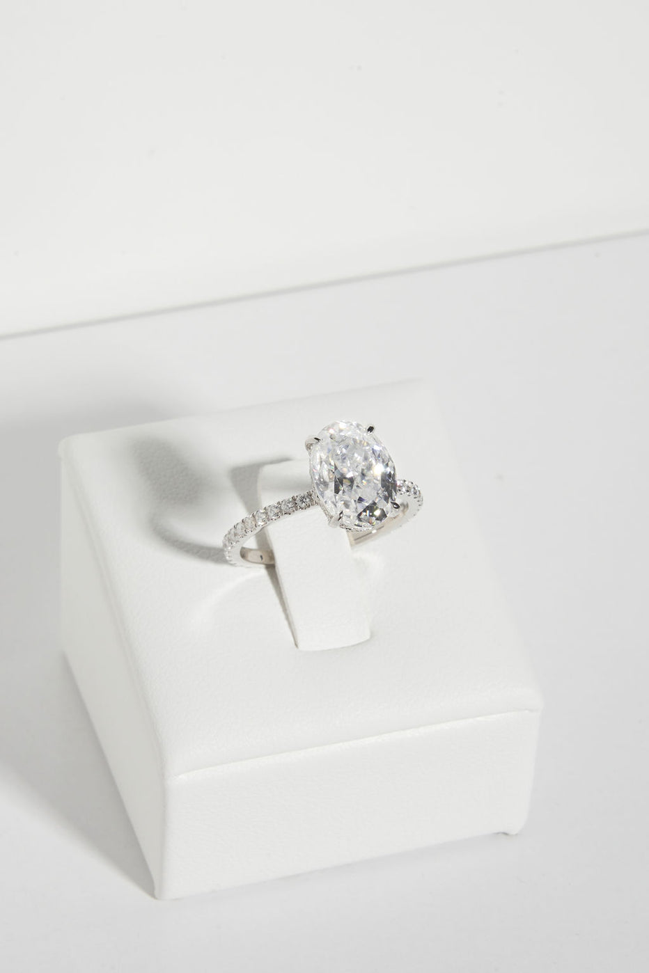 4.50 CT Oval Shaped Moissanite Hidden Halo & Pave Engagement Ring