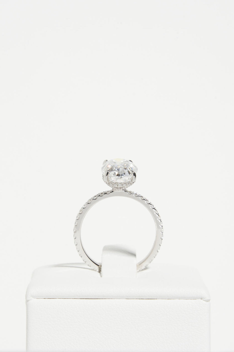 4.50 CT Oval Shaped Moissanite Hidden Halo & Pave Engagement Ring