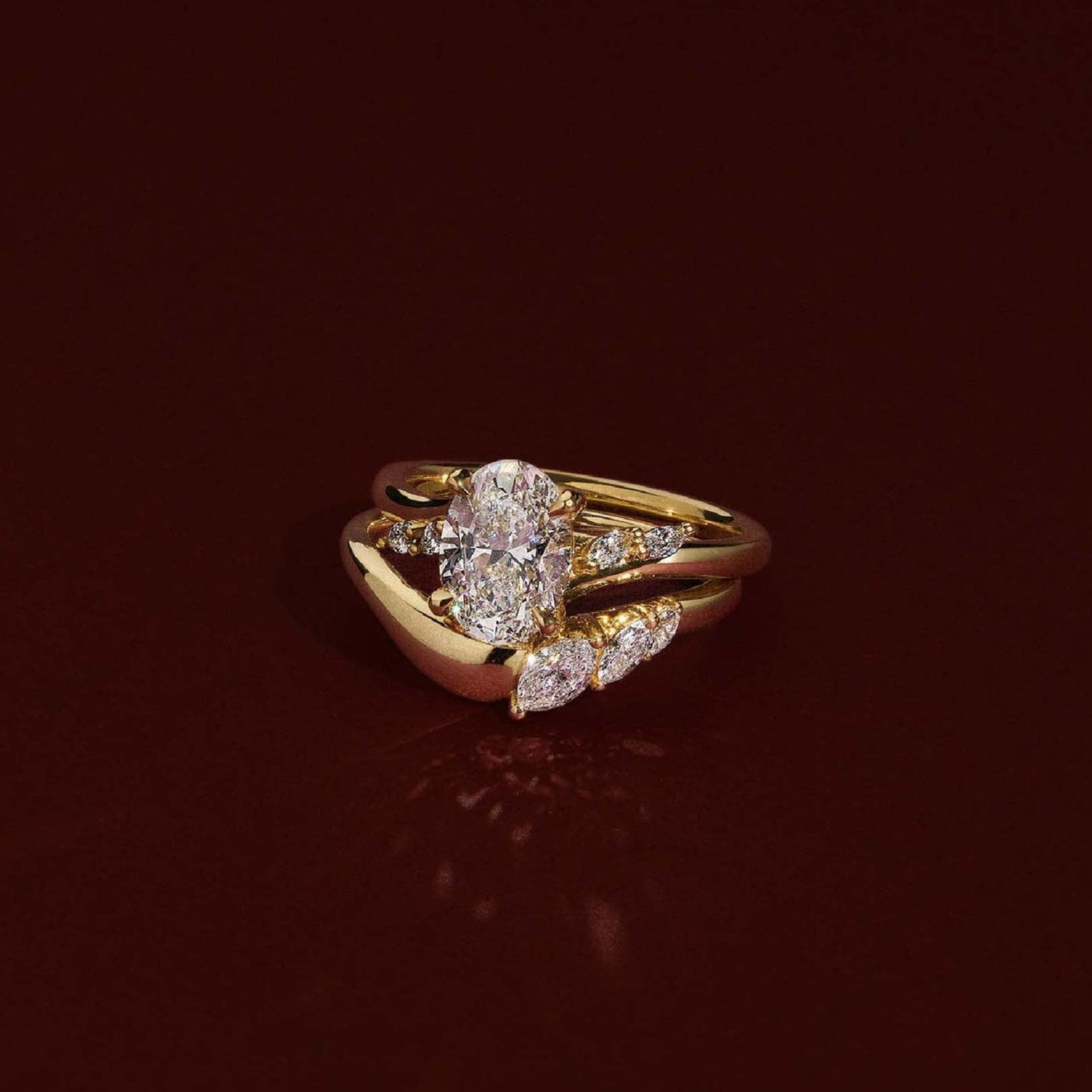 1.0 - 2.5 CT Oval Lab Grown Diamond Cluster Engagement Ring
