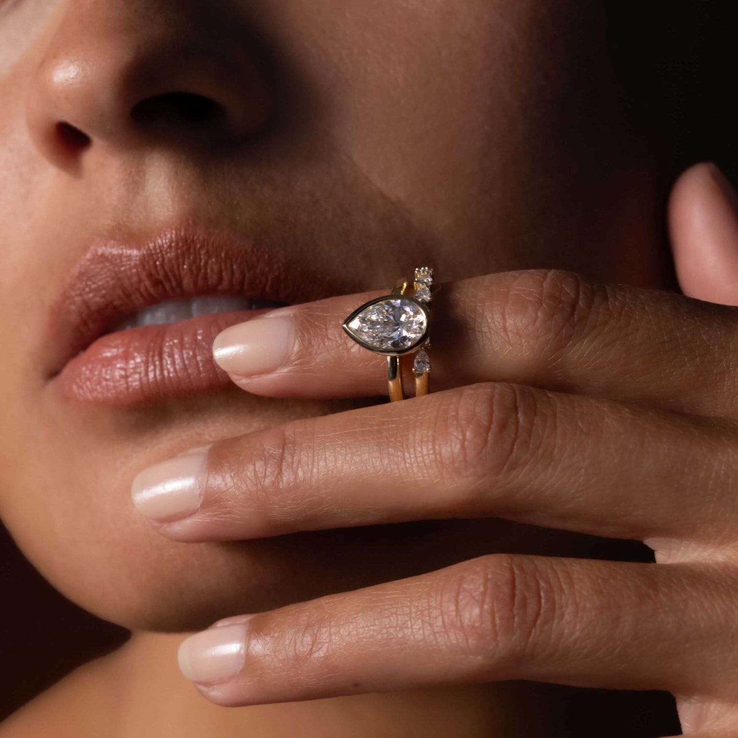 1.5 - 2.5 CT Pear Lab Grown Diamond Bezel Engagement Ring