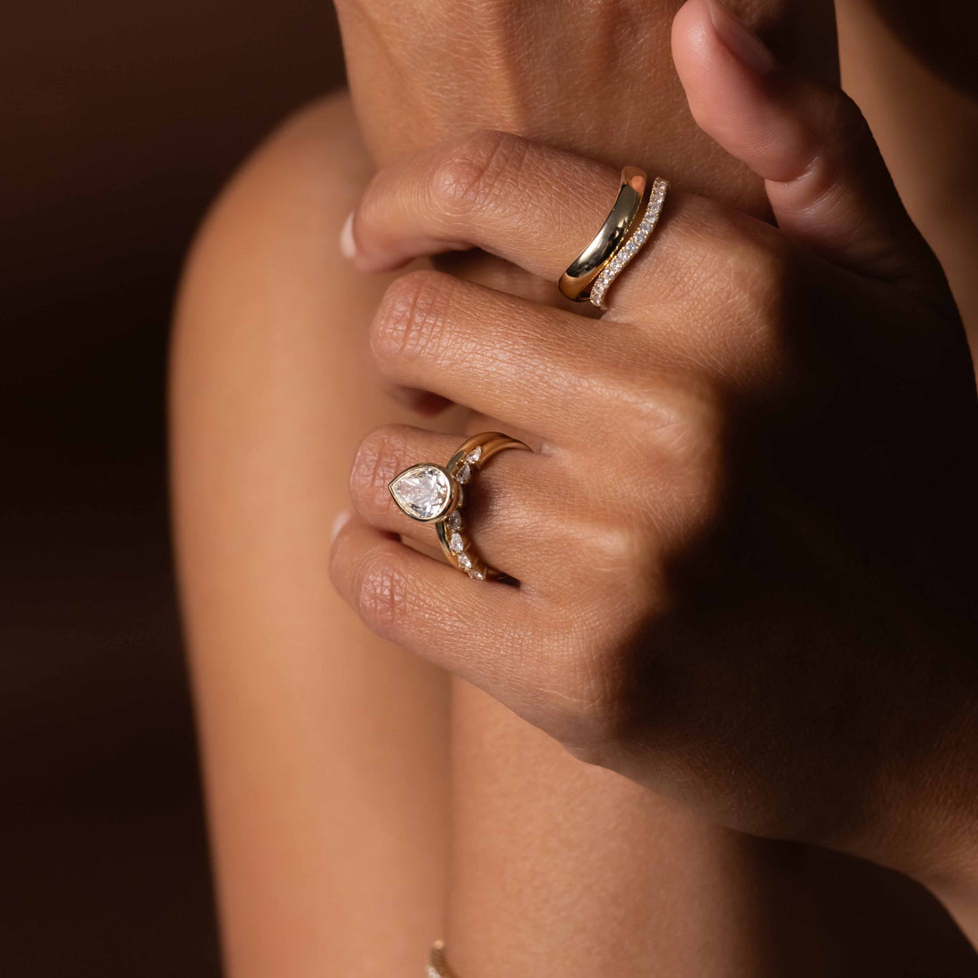 1.5 - 2.5 CT Pear Lab Grown Diamond Bezel Engagement Ring