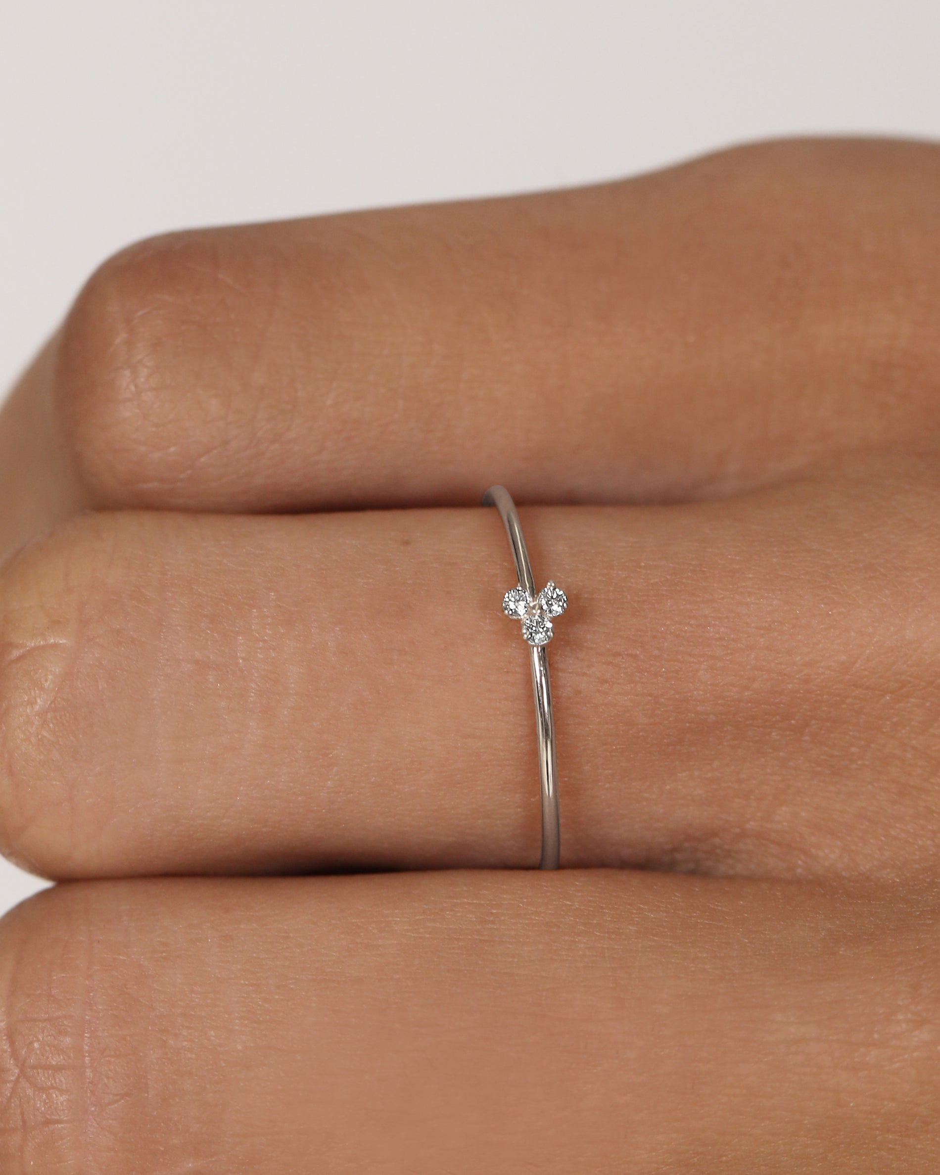 0.03 TCW Round Trio CVD Diamond Minimalist Ring