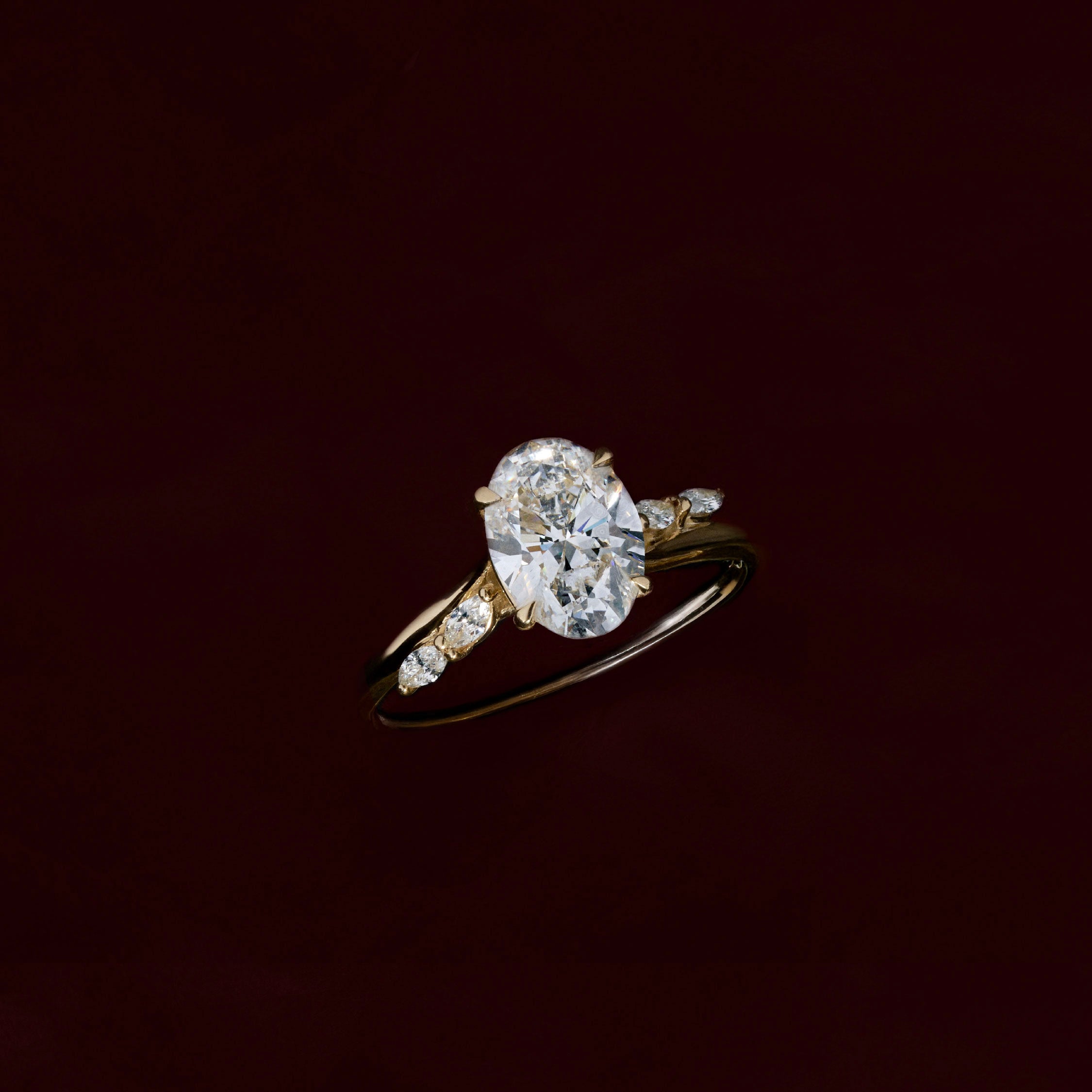 1.0 - 2.5 CT Oval Lab Grown Diamond Cluster Engagement Ring