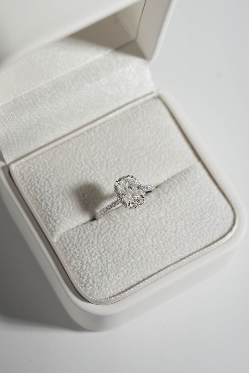 2.0 CT Cushion Shaped Moissanite Halo & Pave Engagement Ring