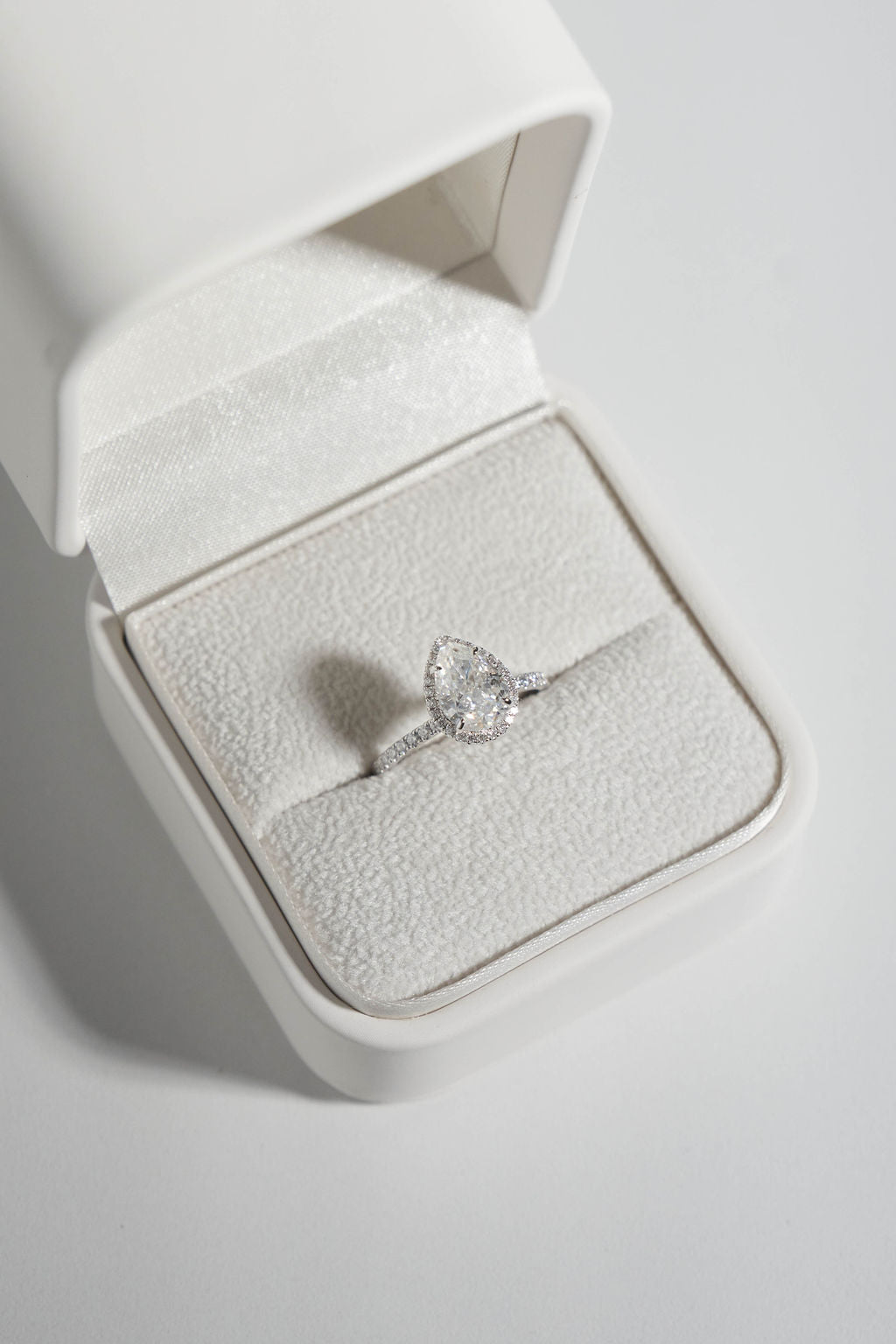 2.0 CT Pear Shaped Moissanite Halo & Pave Engagement Ring