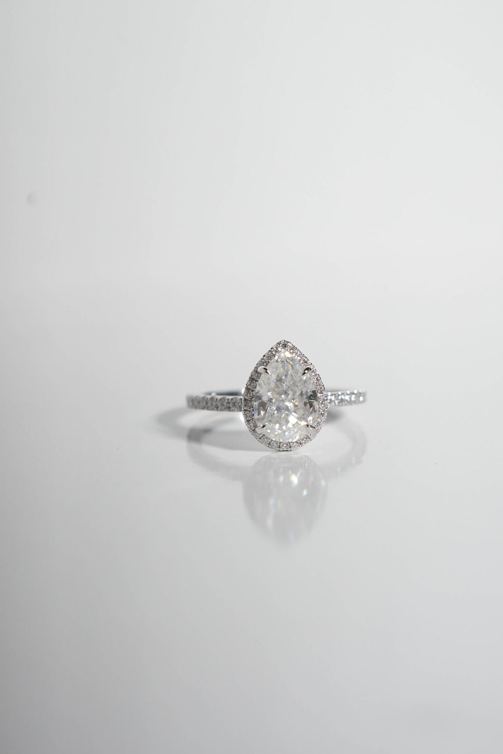 2.0 CT Pear Shaped Moissanite Halo & Pave Engagement Ring