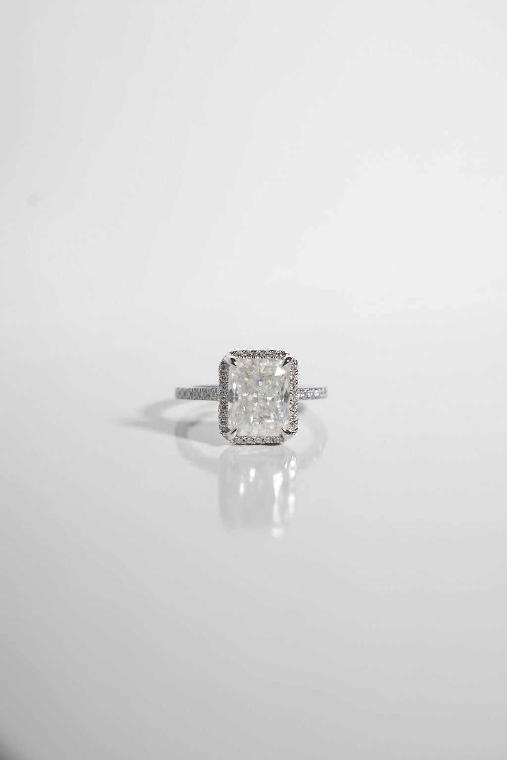4.0 CT Radiant Shaped Moissanite Halo & Pave Engagement Ring