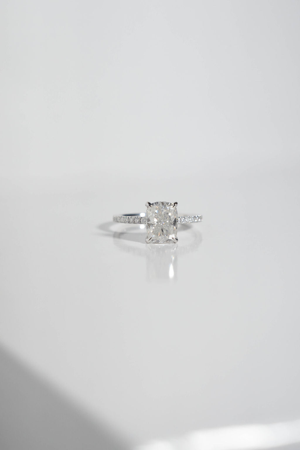 3.0 CT Elongated Cushion Shaped Moissanite Hidden Halo & Pave Engagement Ring