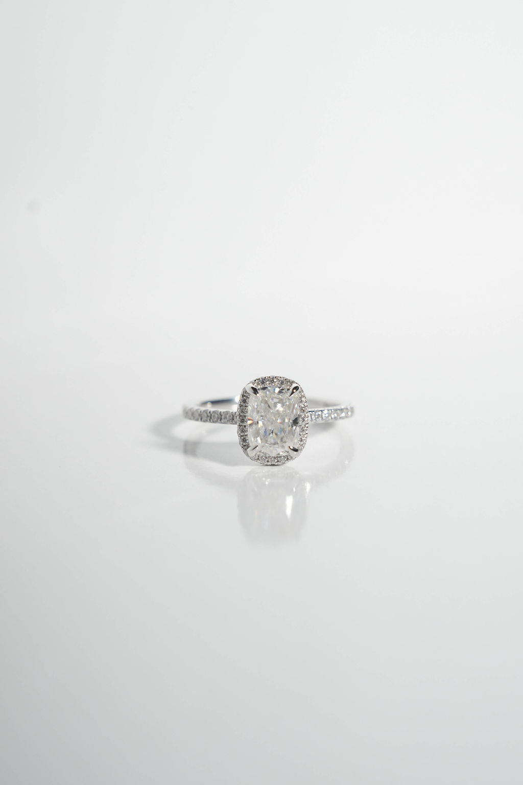 2.0 CT Cushion Shaped Moissanite Halo & Pave Engagement Ring