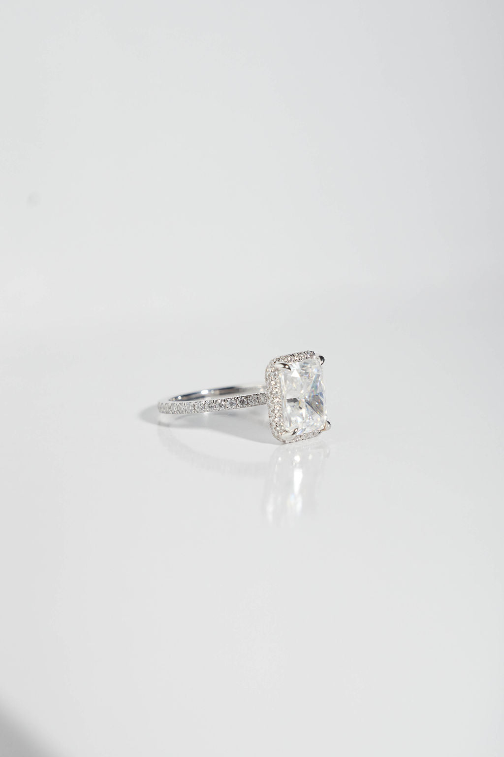 4.0 CT Radiant Shaped Moissanite Halo & Pave Engagement Ring