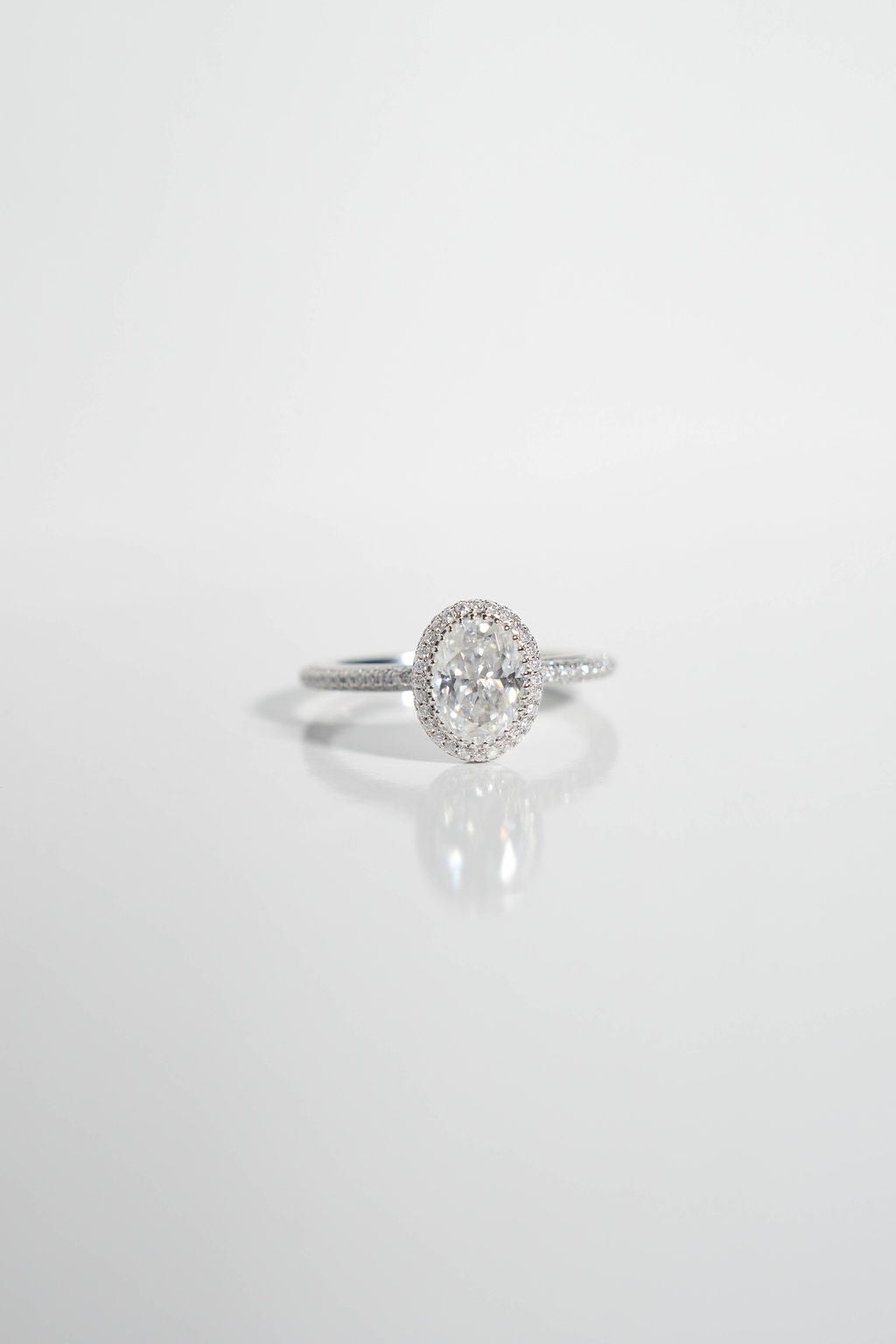 1.50 CT Oval Shaped Moissanite Halo & Pave Engagement Ring