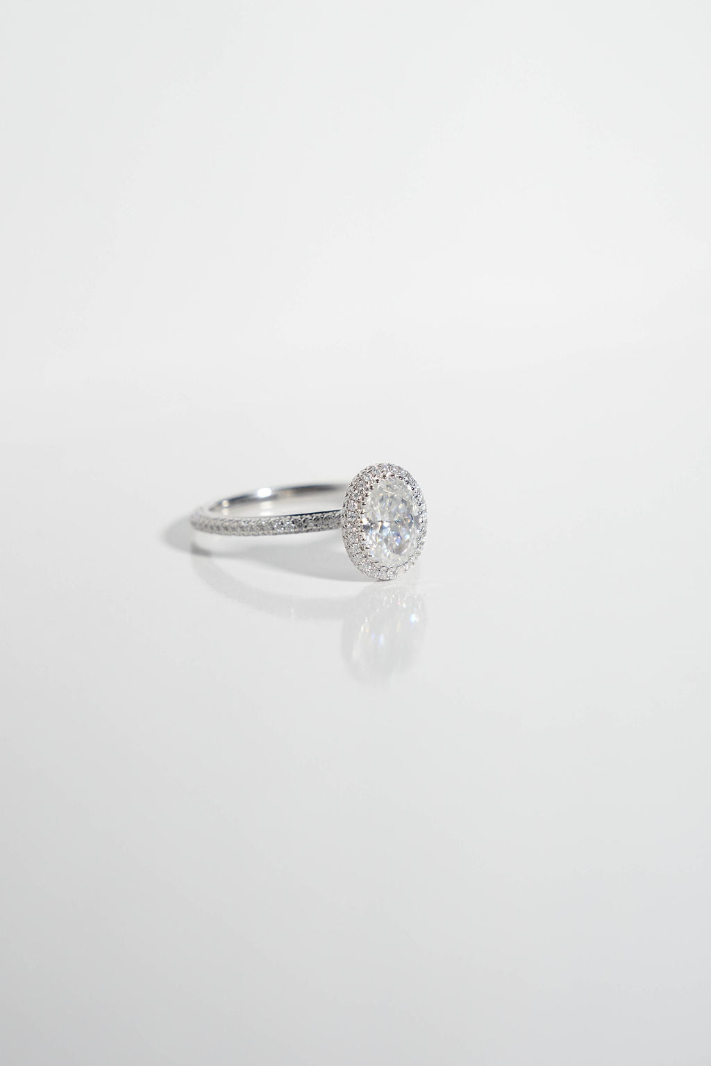 1.50 CT Oval Shaped Moissanite Halo & Pave Engagement Ring