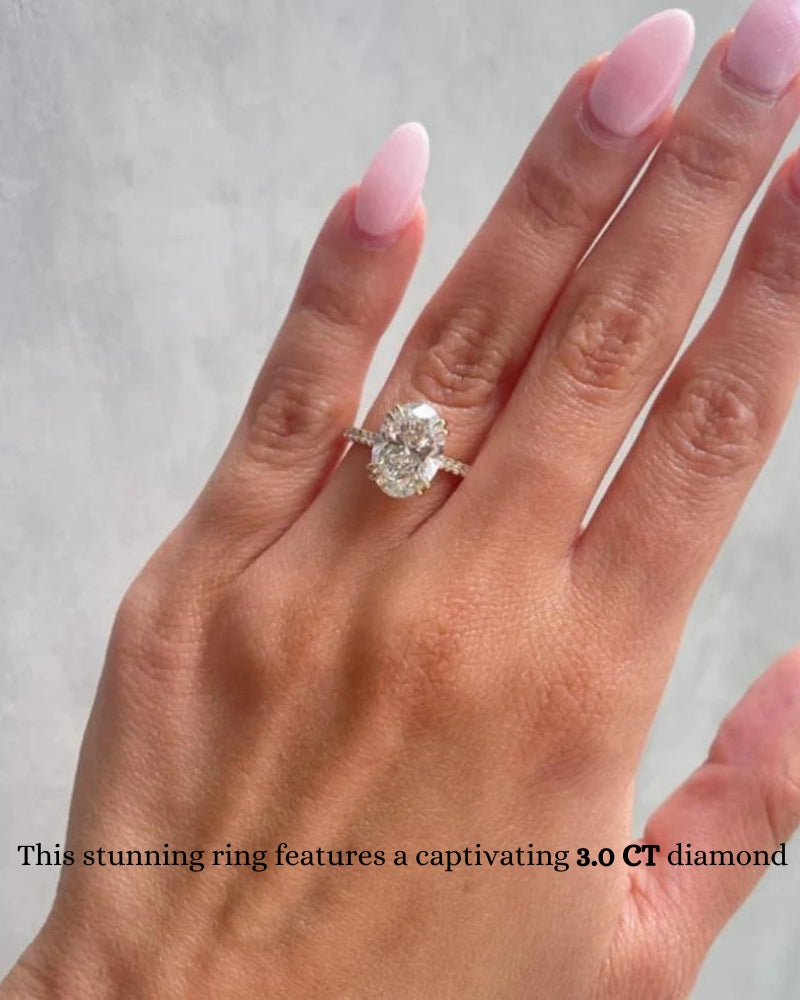 1.0 CT-3.0 CT Oval F/VVS2 CVD Diamond Pave Setting Engagement Ring - Camila Brown