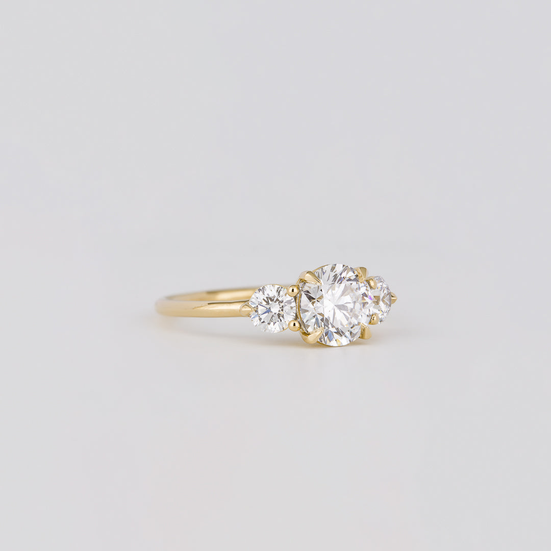 1.21-3.0 CT Round Lab Grown Diamond Three Stone Engagement ring