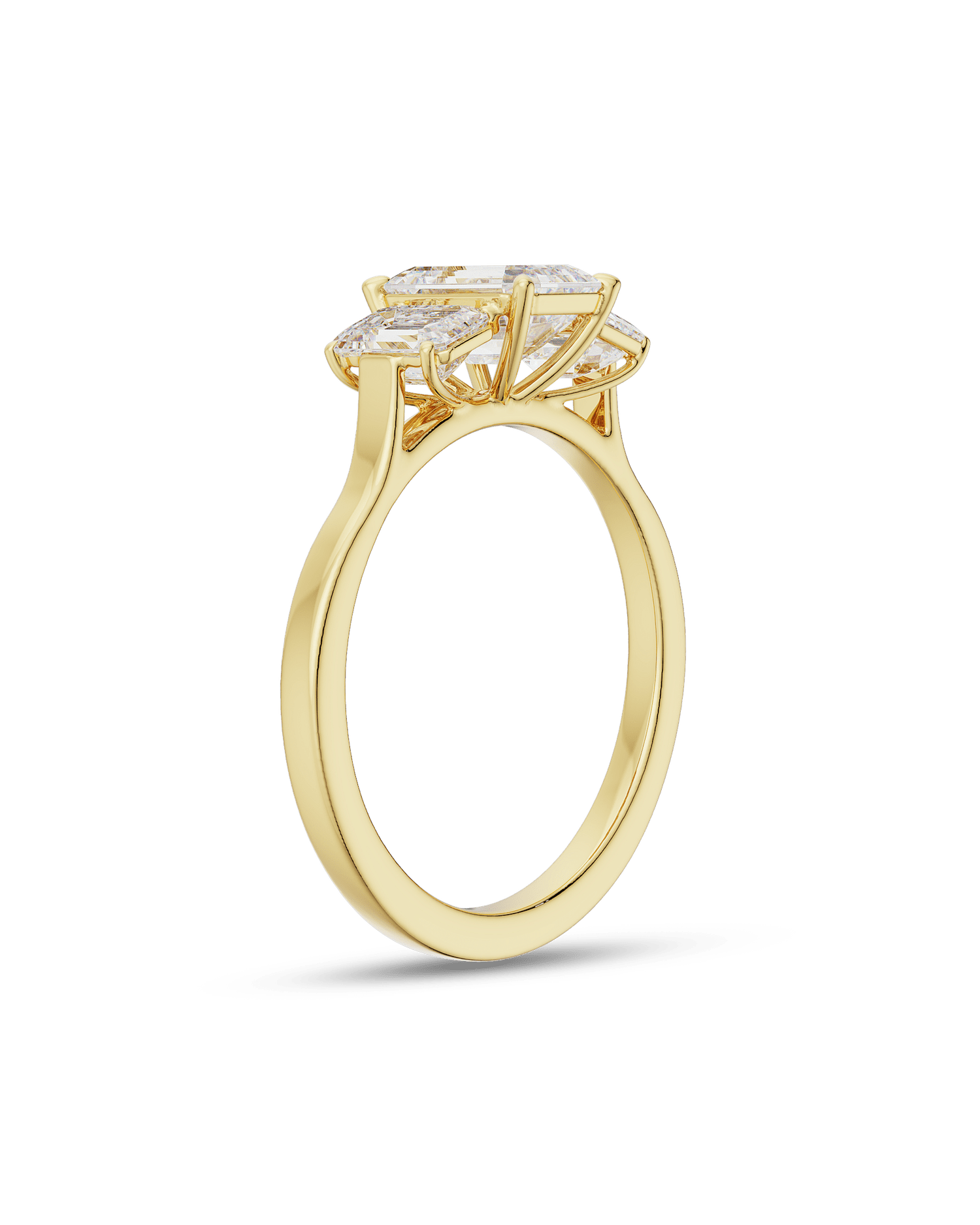 1.5 -3.5 CT Emerald Cut CVD Diamond Three Stone Engagement Ring
