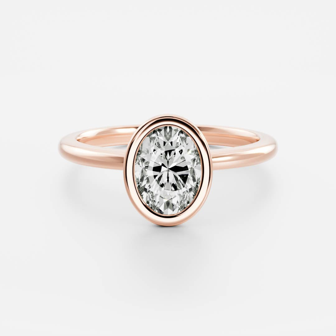 2.0 - 3.0 CT Oval Lab Grown Diamond Bezel Engagement Ring