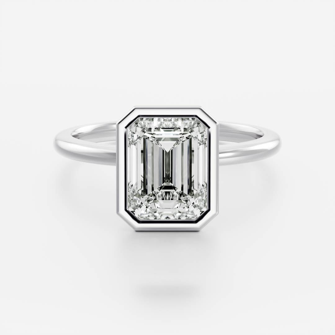 2.0 - 3.0 CT Emerald Lab Grown Diamond Solitaire Engagement Ring