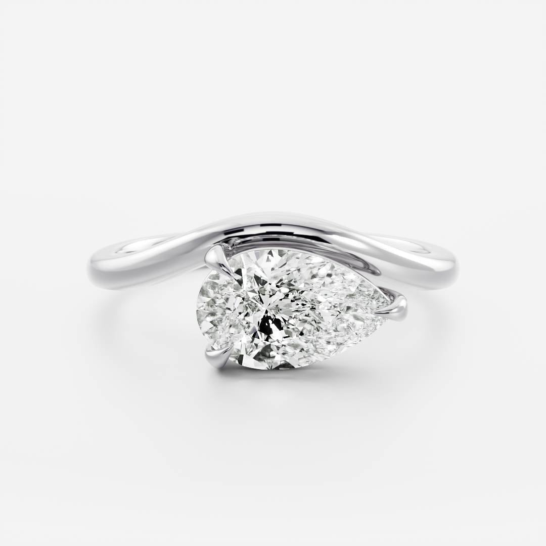 2.0 - 4.0 CT Pear Lab Grown Diamond Curved Engagement Ring