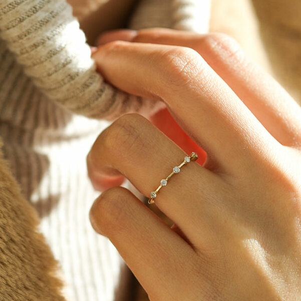 0.30 CT Round Moissanite Diamond Dainty Wedding Band - Camila Brown