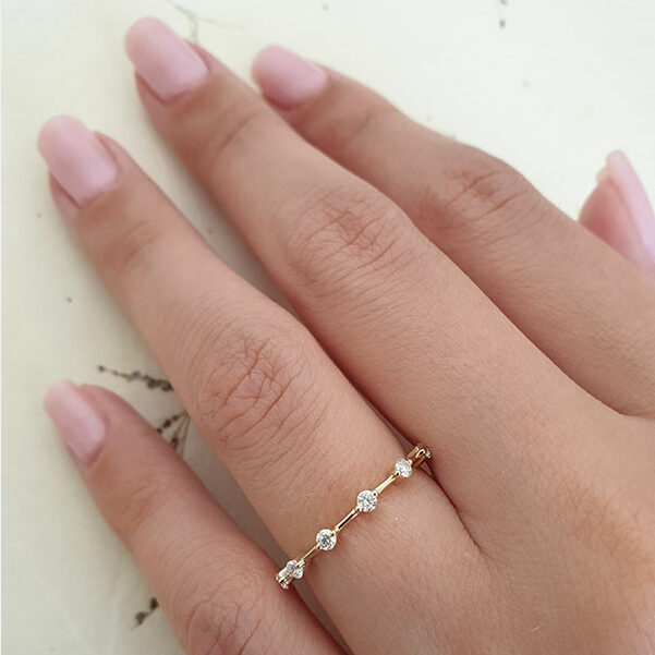 0.30 CT Round Moissanite Diamond Dainty Wedding Band - Camila Brown