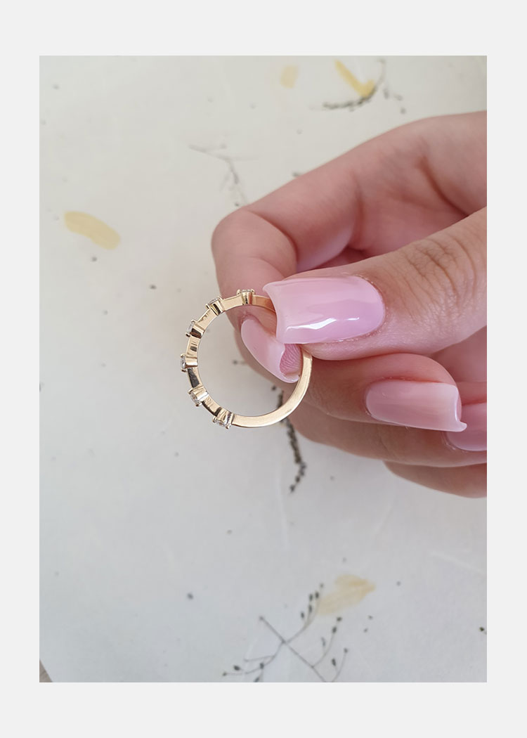 0.30 CT Round Moissanite Diamond Dainty Wedding Band - Camila Brown