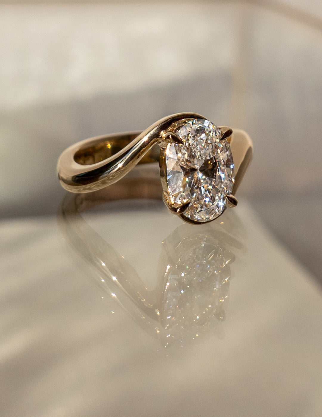 1.0 -2.0 CT Oval Cut Lab Grown Diamond Bypass Engagement Ring