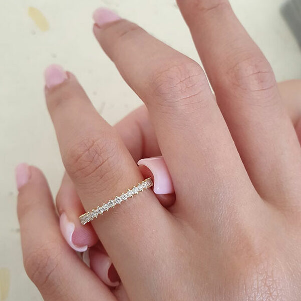0.20 CT Round Moissanite Diamond Half Eternity Wedding Band - Camila Brown