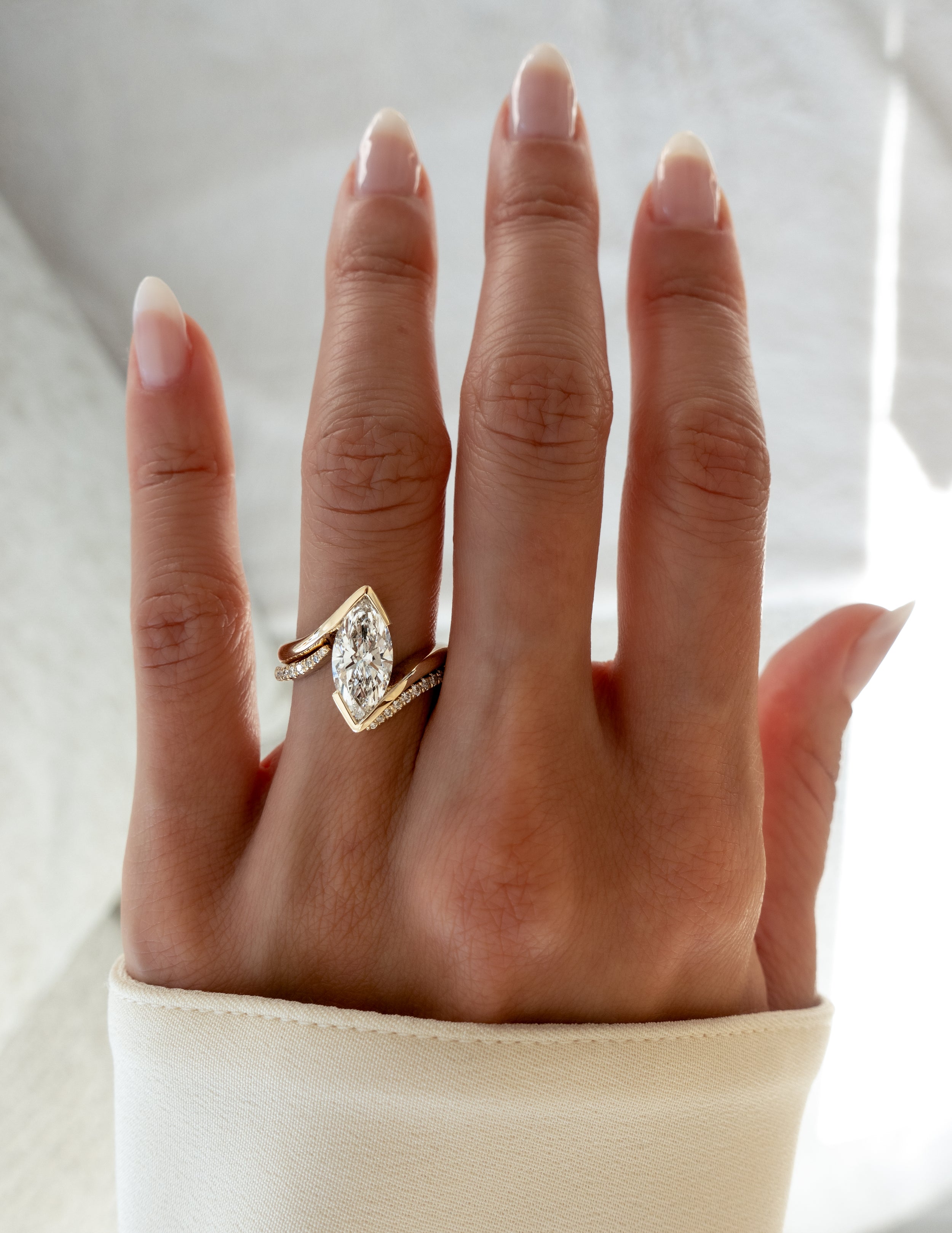 1.0 - 2.0 CT Marquise Shaped Lab Grown Diamond Solitaire Style Bridal Set