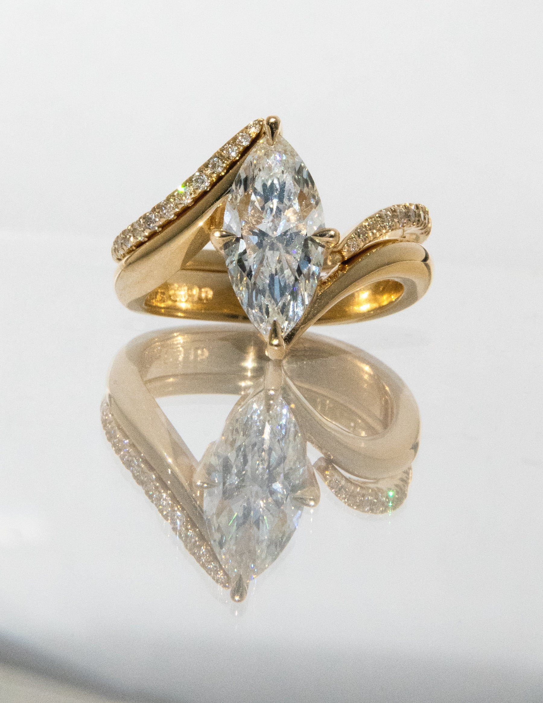 1.0 - 2.0 CT Marquise Cut Lab Grown Diamond Solitaire Bridal Set