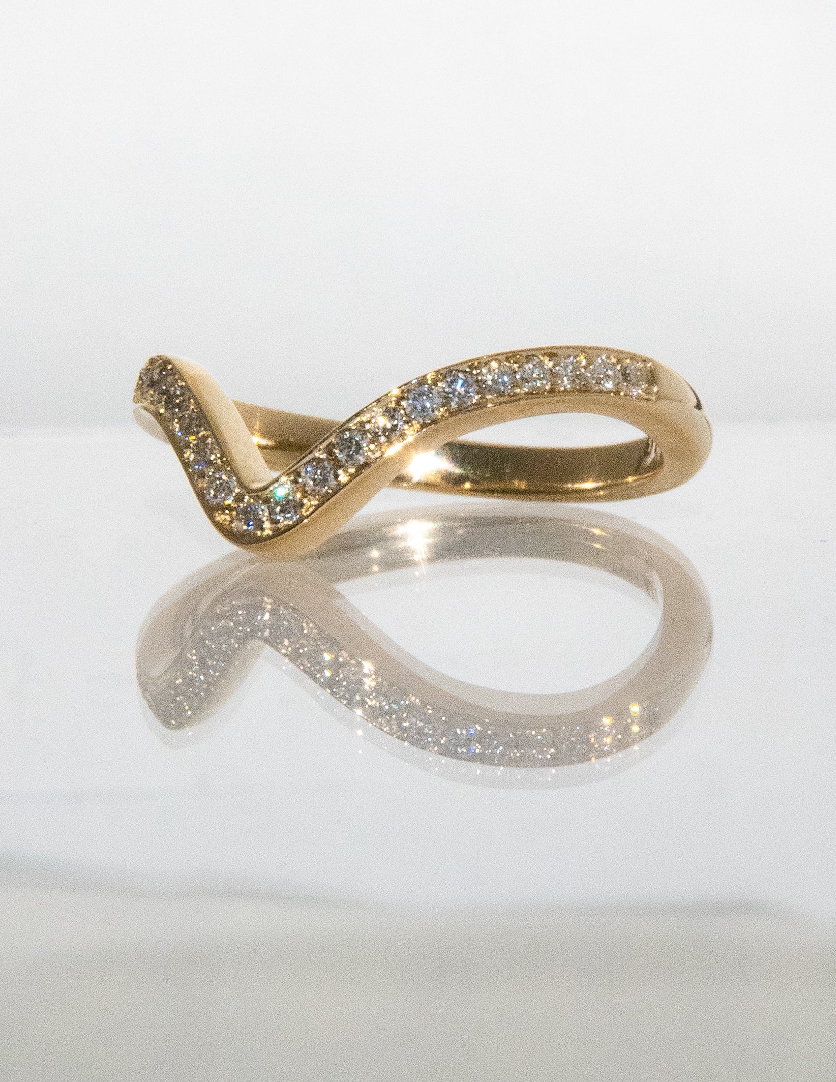 0.50 TCW Round Lab Grown Diamond Curved Pave Wedding Band