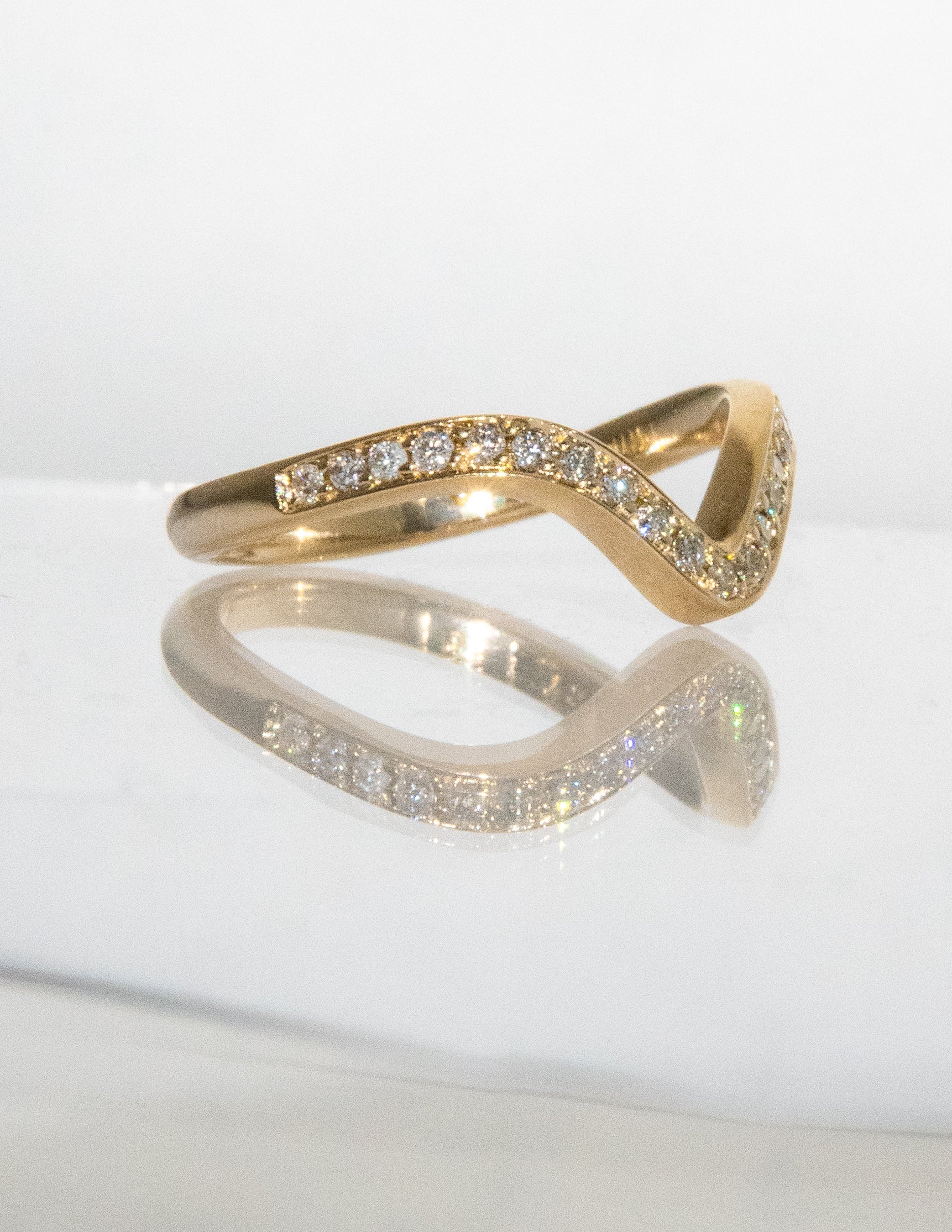 0.50 TCW Round Lab Grown Diamond Curved Pave Wedding Band