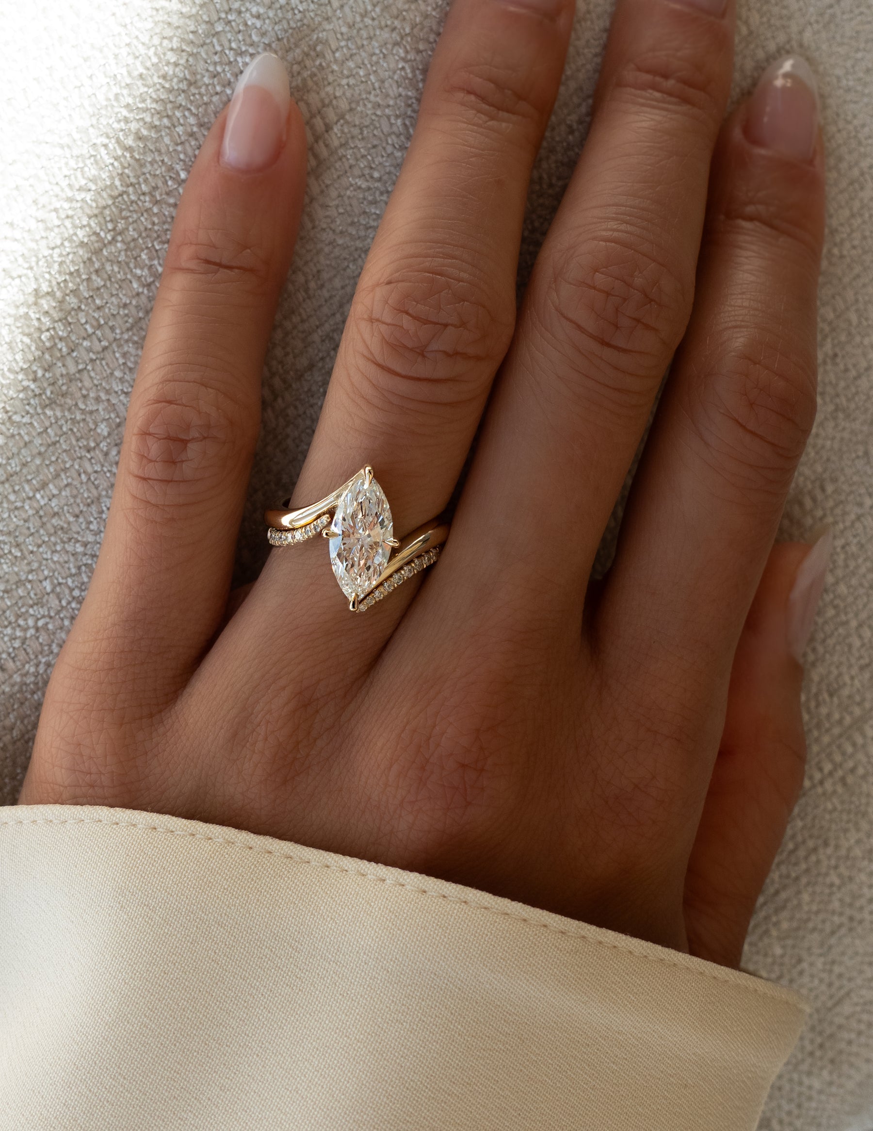 1.0 - 2.0 CT Marquise Cut Lab Grown Diamond Solitaire Bridal Set