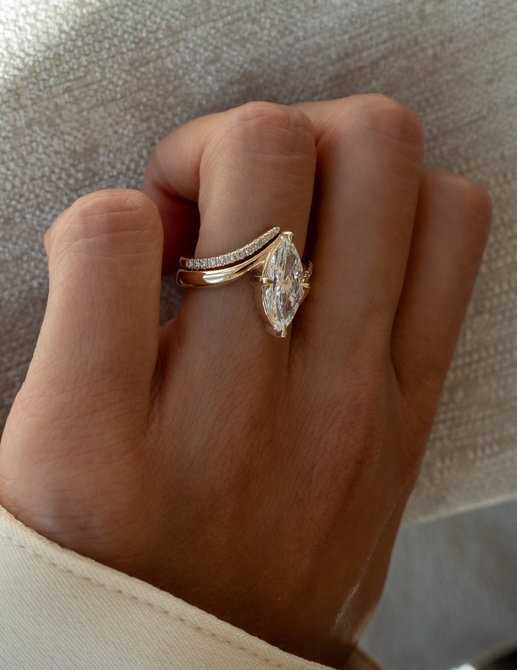 1.0 - 2.0 CT Marquise Cut Lab Grown Diamond Solitaire Bridal Set