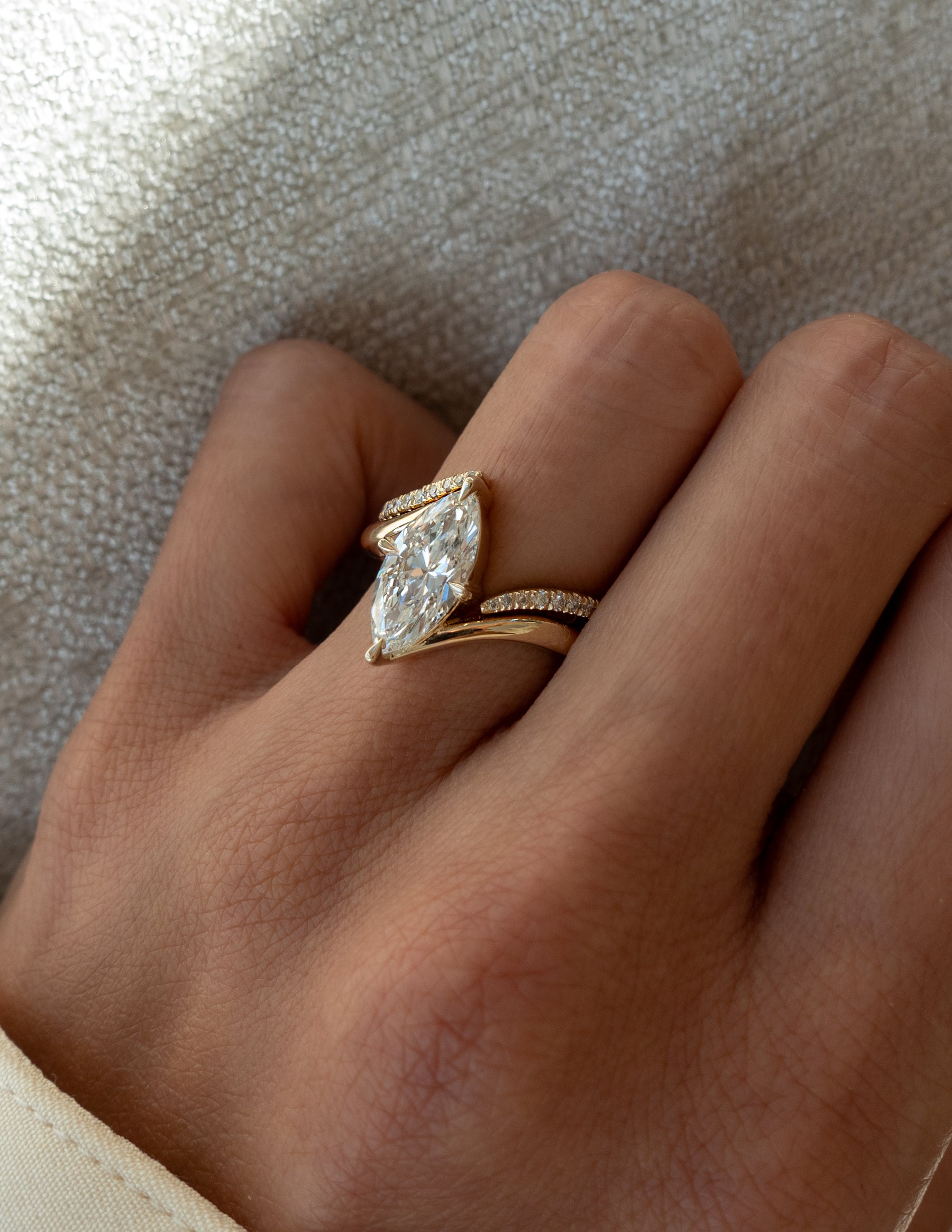 1.0 - 2.0 CT Marquise Cut Lab Grown Diamond Solitaire Bridal Set