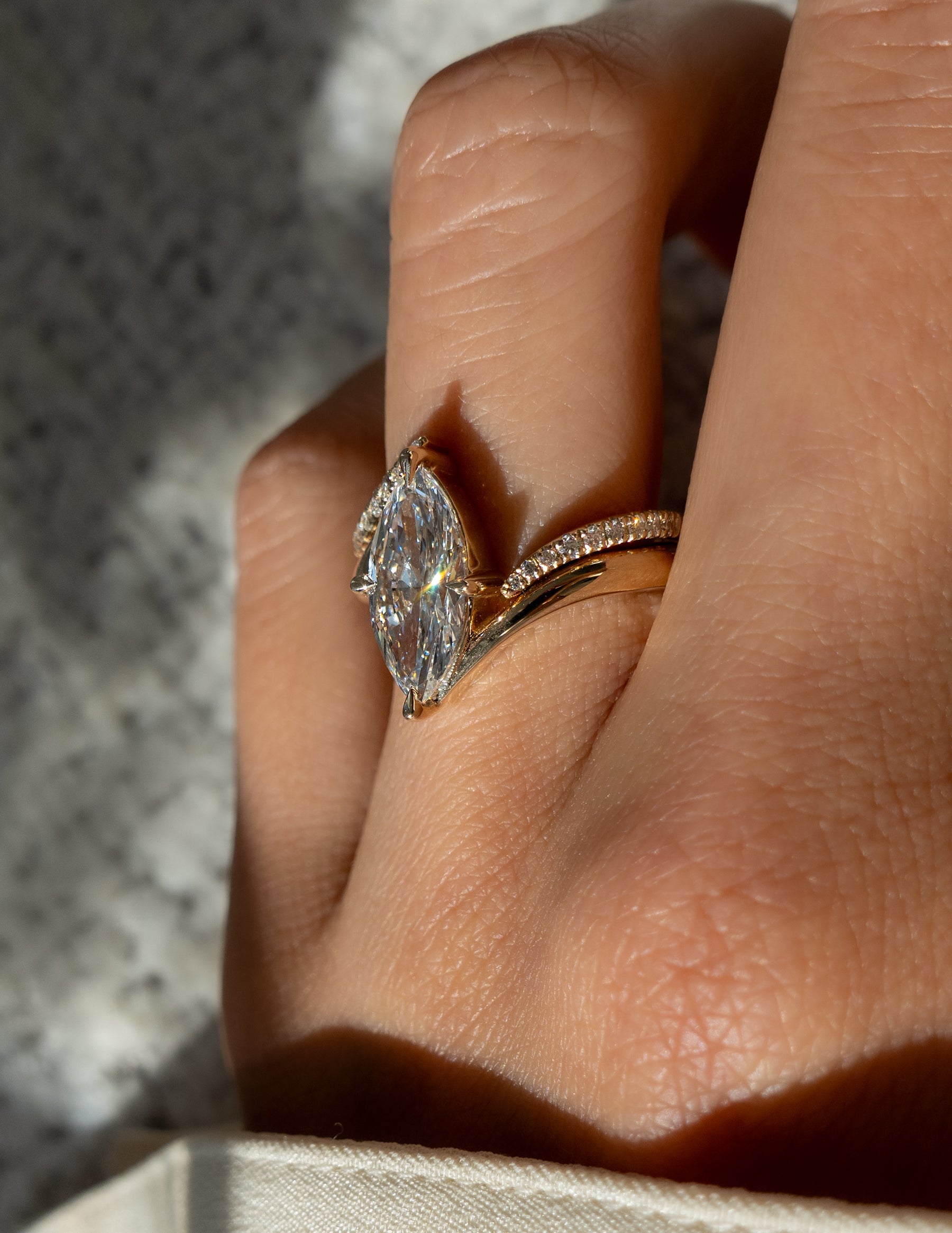 1.0 - 2.0 CT Marquise Cut Lab Grown Diamond Solitaire Bridal Set