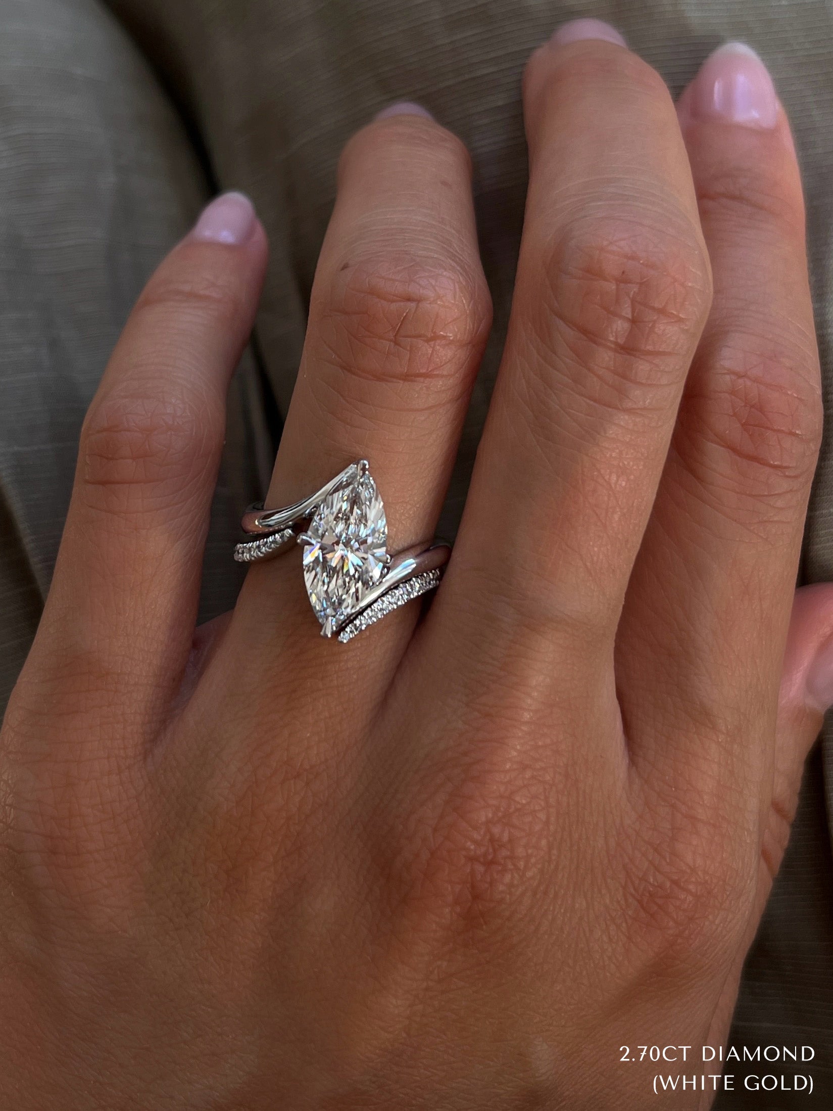 1.0 - 2.0 CT Marquise Cut Lab Grown Diamond Solitaire Bridal Set