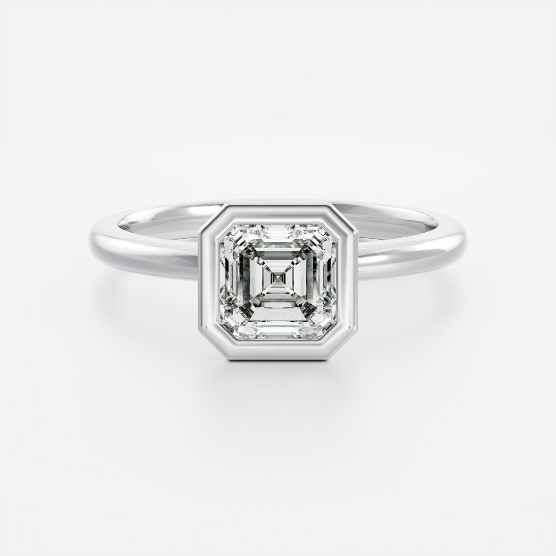 1.5 - 2.5 CT Asscher Lab Grown Diamond Bezel Engagement Ring