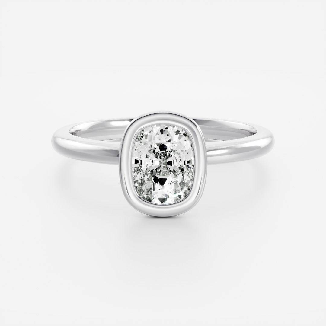 1.5 - 2.5 CT Cushion Lab Grown Diamond Bezel Engagement Ring