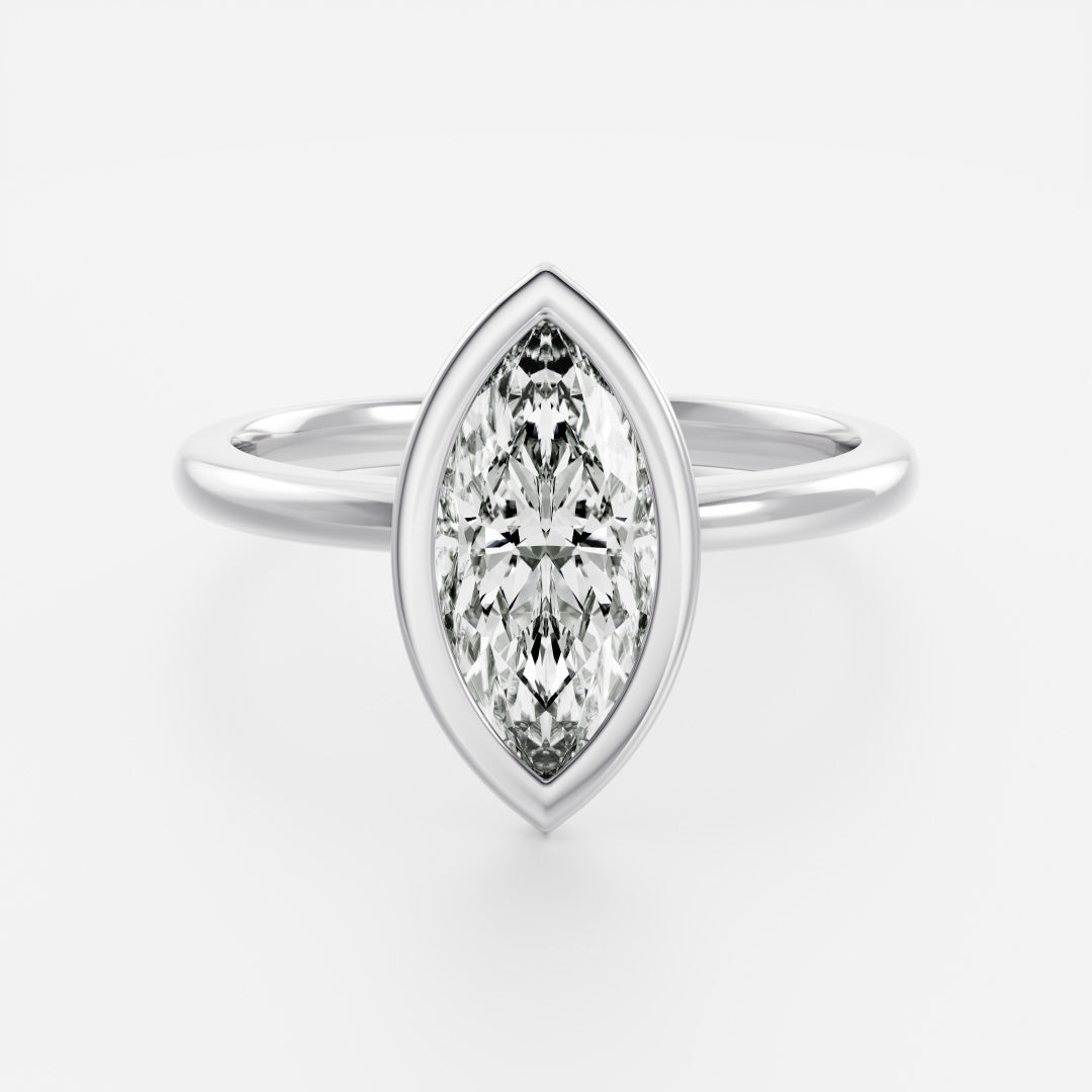 2.0 - 4.0 CT Marquise Lab Grown Diamond Bezel Engagement Ring