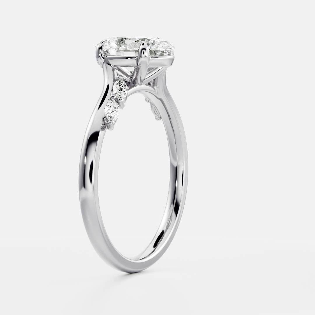 1.0 - 2.5 CT Oval Lab Grown Diamond Cluster Engagement Ring