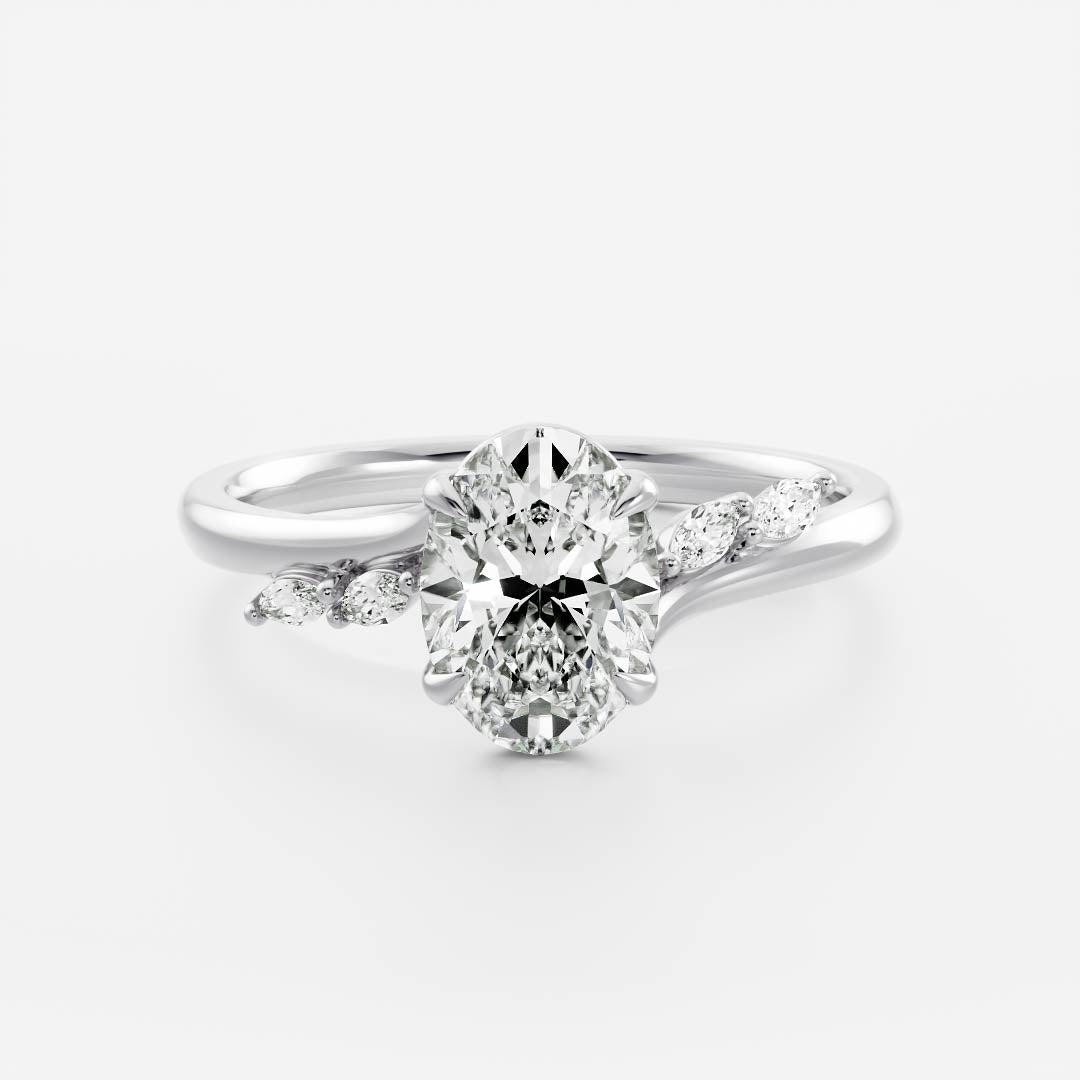 1.0 - 2.5 CT Oval Lab Grown Diamond Cluster Engagement Ring