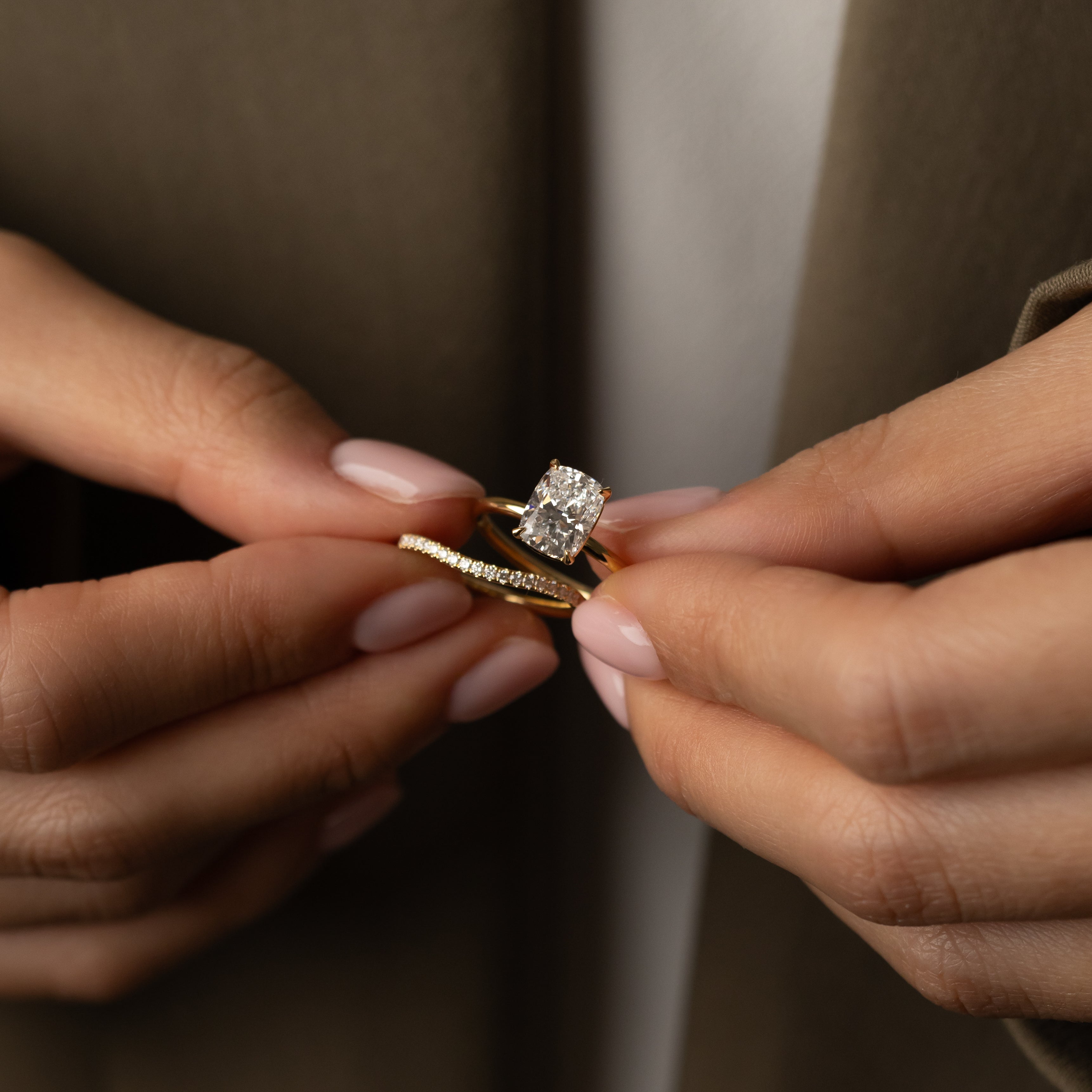 1.0 -3.0 CT cushion Lab Grown Diamond Solitaire Engagement ring